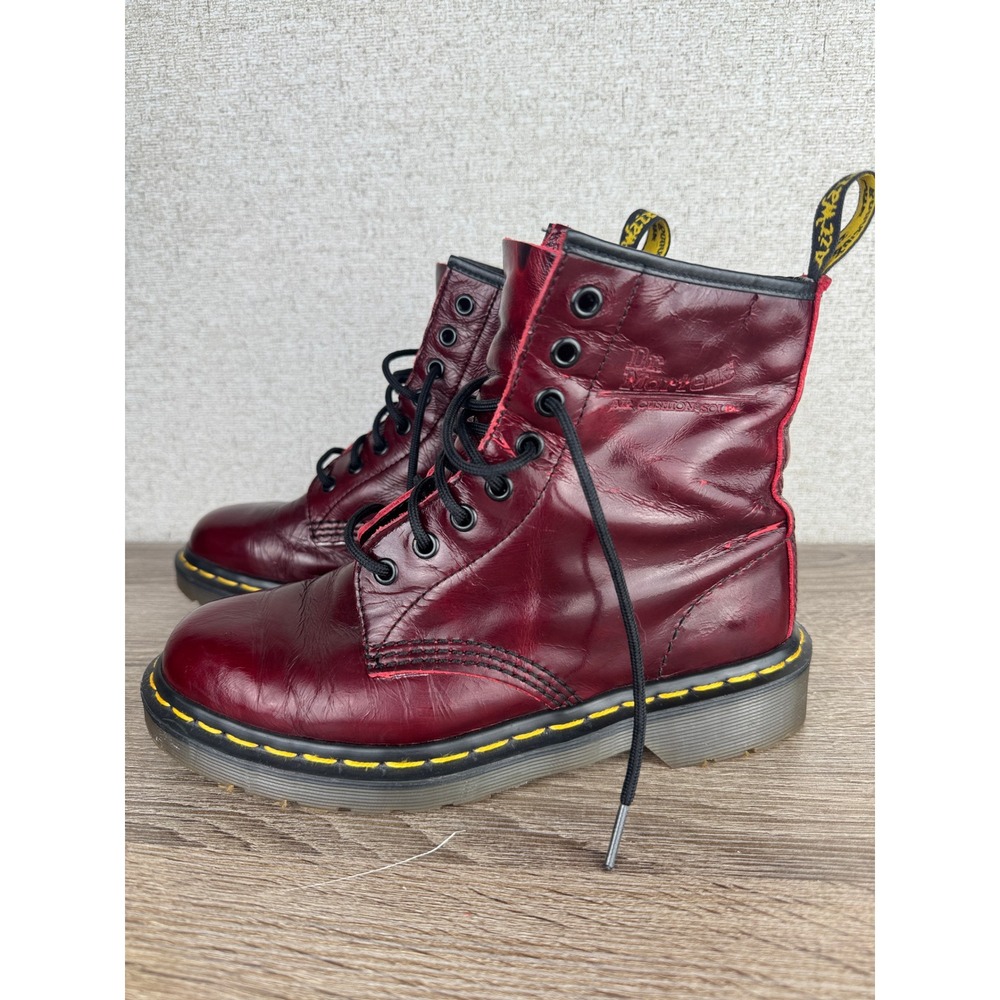 Dr Martens 1460 Oxblood Cherry Red Made in England Vintage 8 Eye Boots Us 7